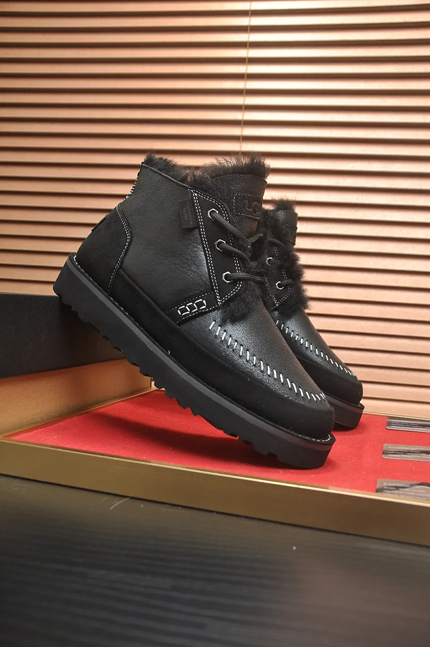 Men's shoes 💰640💶 [UGG] (full wool lining) top-end high-quality fur-in-one warm snow boots from Australia's warm luxury brand men's shoes, UGG-5877 official website synchronized, made of imported cowhide, carefully sewn...Imported rubber foam outsole (comfortable, soft, wear-resistant) The quality is really great...Exquisite workmanship, you can't put it down at first sight, available in sizes 39-44
